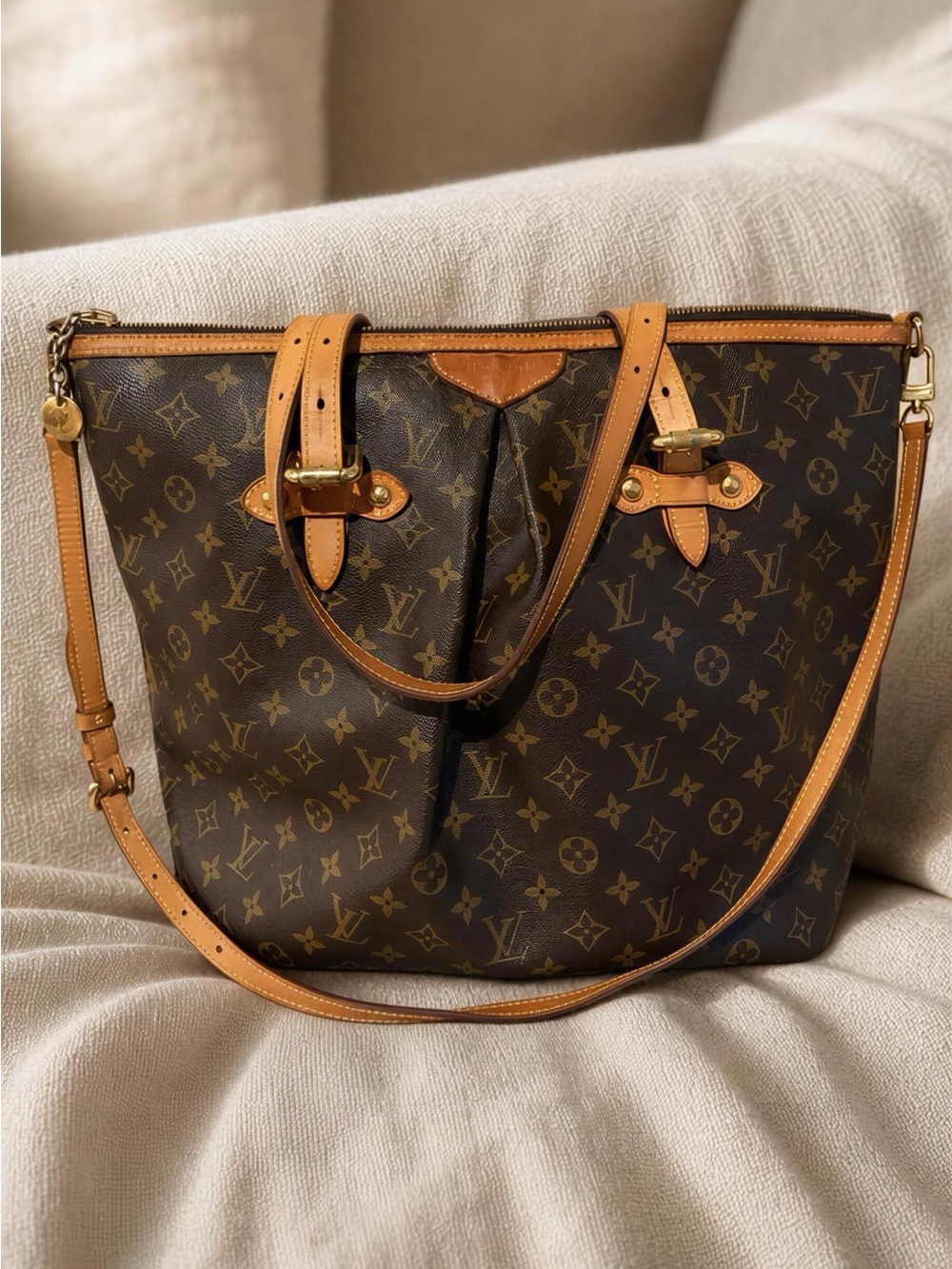 Louis Vuitton Palermo Monogram Tote in Brown and Tan Leather